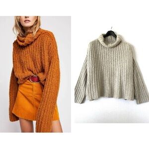 Free People Fluffy Fox Woven Pullover Turtleneck Sweater